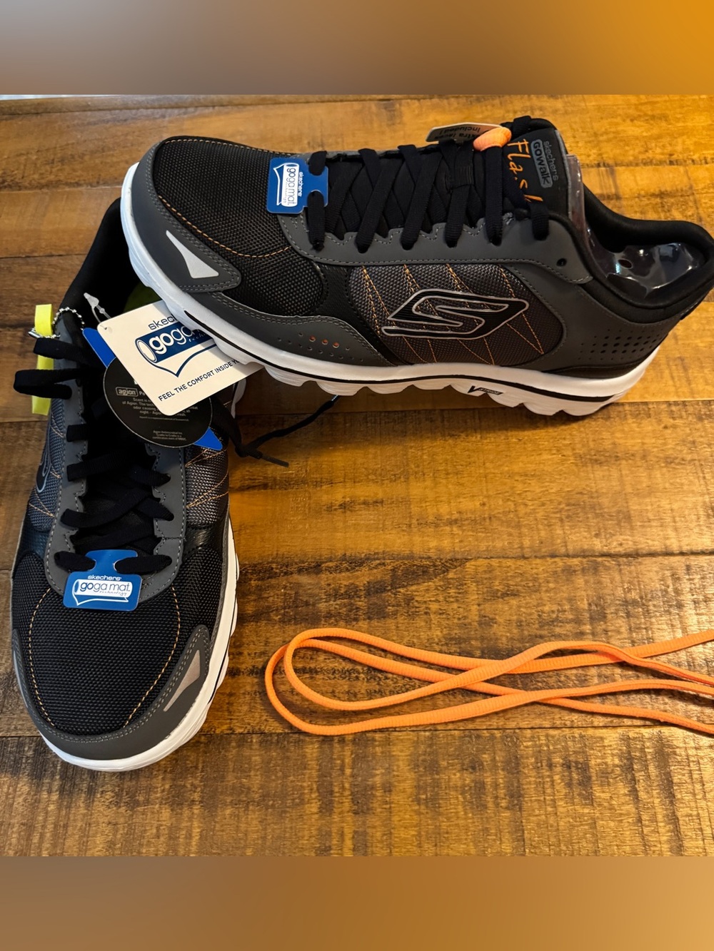 Men’s Skechers Black and Orange Casual Athletic Shoes